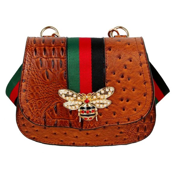 Bags | Beautiful Ostrich Croc Queen Bee Stripe Sa | Poshmark